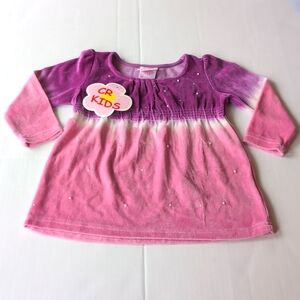 NWT CR kids Girls 2T velour pink and purple cozy top with little pearls